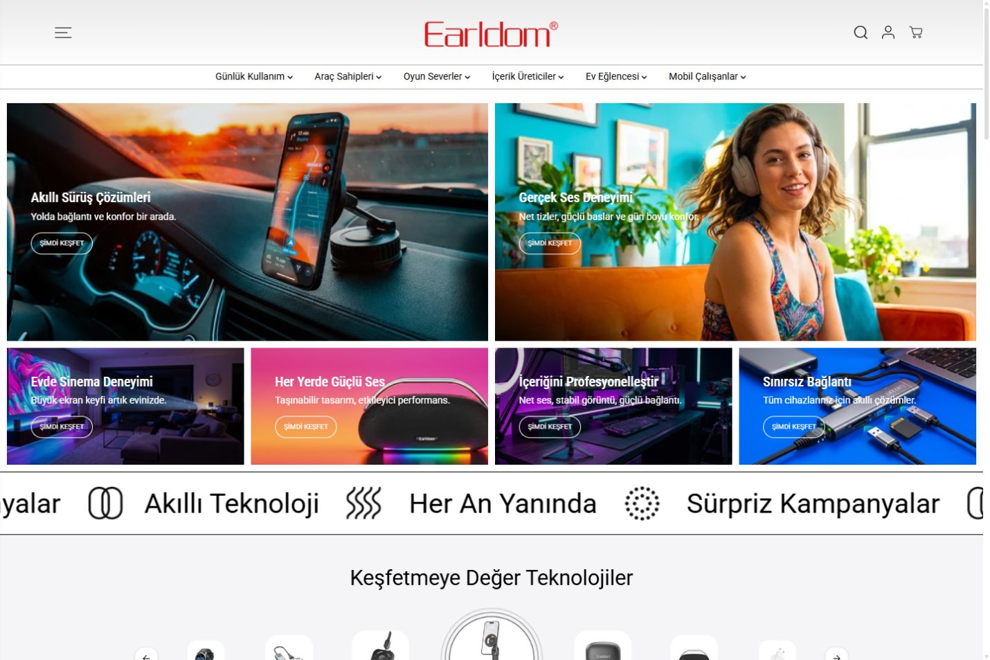 Earldom Türkiye web sitesinin ana sayfa ekran görüntüsü