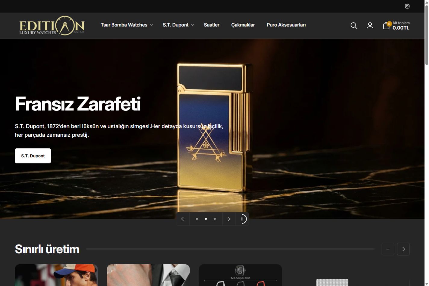 Edition Watch web sitesinin ana sayfa ekran görüntüsü