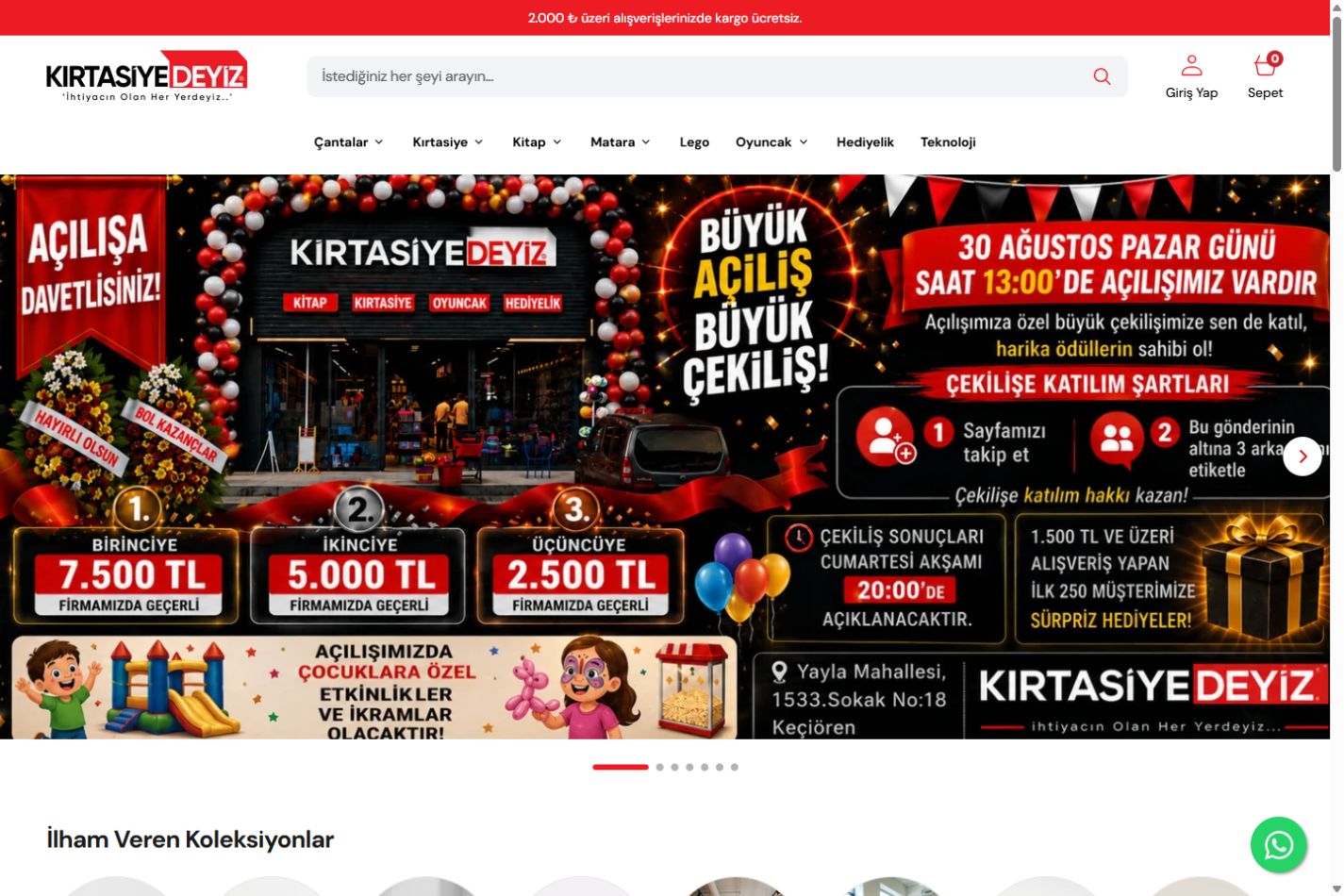 Kırtasiyedeyiz web sitesinin ana sayfa ekran görüntüsü